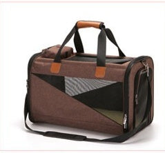 KFX-1624381 Stylish Foldable Pet Carrier Bag - Durable Cationic Linen in Gray, Brown, Cyan
