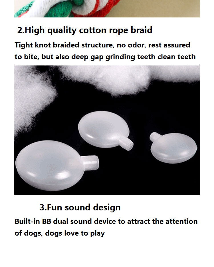 KFX-1625405 3-Pack Cotton Rope Pet Toys for Dogs and Cats - Plush Molar Bite Cartoon Design