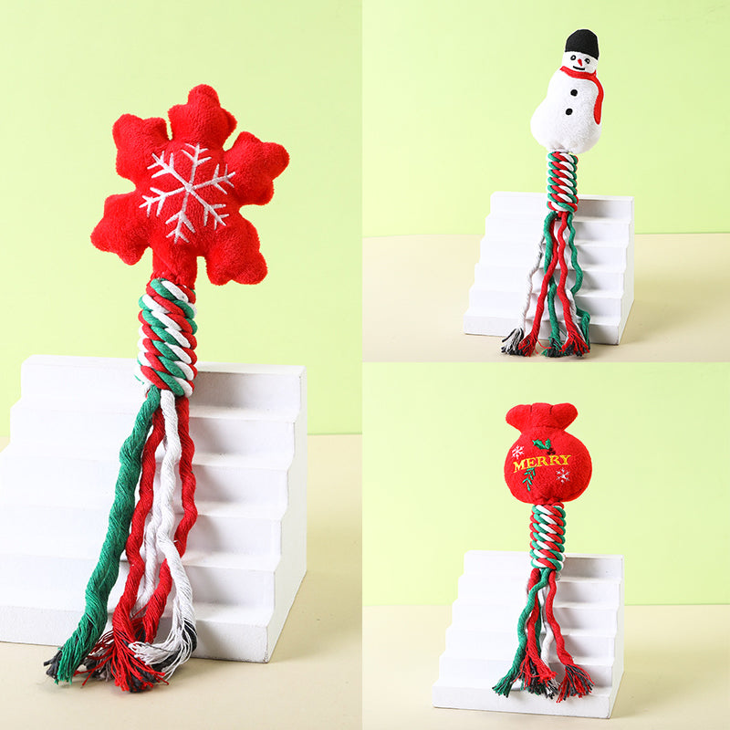 KFX-1625405 3-Pack Cotton Rope Pet Toys for Dogs and Cats - Plush Molar Bite Cartoon Design