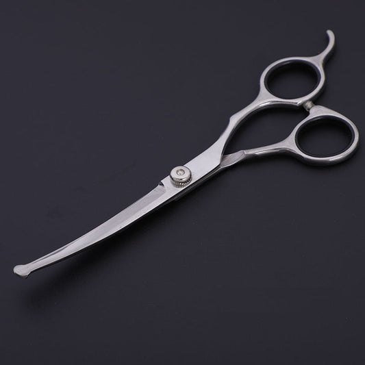 KFX-1625917 Stainless Steel Pet Trimming Shears Set with Accessories - 8 Pieces Including Comb and Leather Case