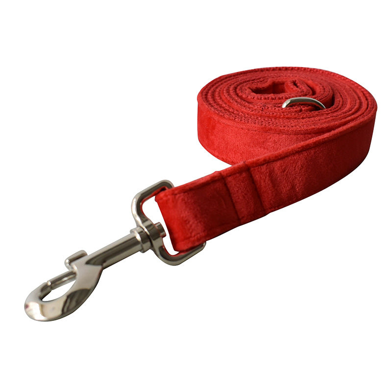 KFX-1627197 Red Flannel Adjustable Dog Harness with Gold Buckle and Matching Leash