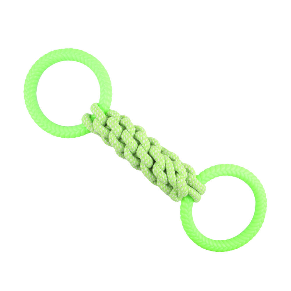 KFX-1629373 Interactive Natural Cotton Rope Tug Toy for Dogs with Double Loop Design and Handles, Ideal for Teething and Chewing