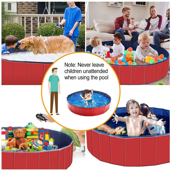 KFX-1629885 Foldable PVC Pet Swimming Pool for Dogs and Kids - Portable Bathing Tub and Playmat