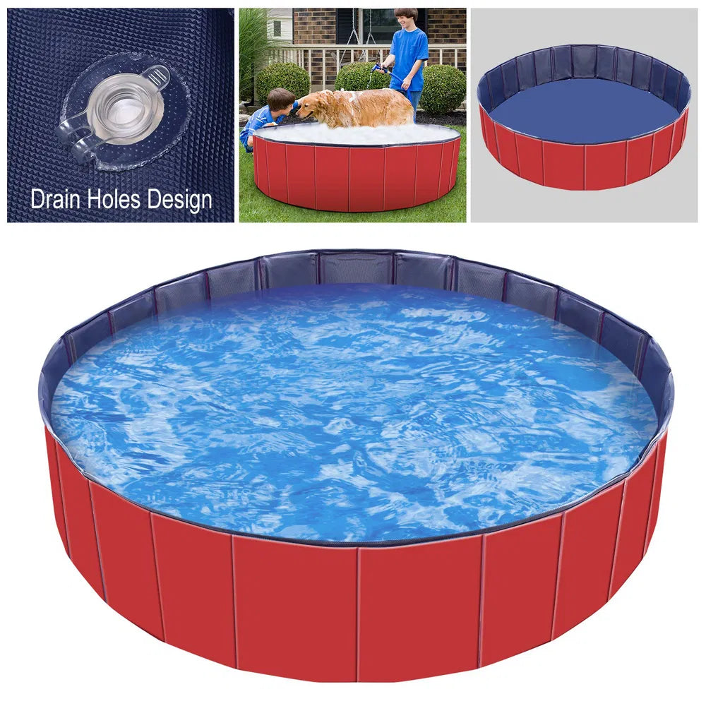 KFX-1629885 Foldable PVC Pet Swimming Pool for Dogs and Kids - Portable Bathing Tub and Playmat