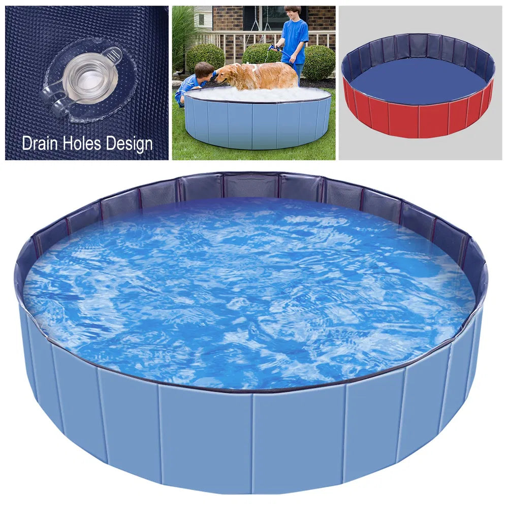KFX-1629885 Foldable PVC Pet Swimming Pool for Dogs and Kids - Portable Bathing Tub and Playmat
