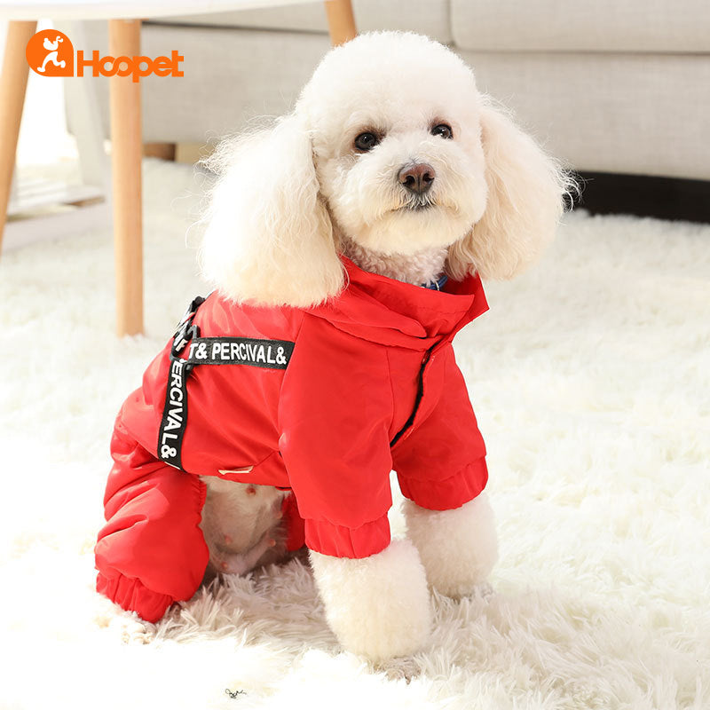 KFX-1630269 Stylish Red Four-Legged Pet Outfit for Spring and Autumn, Comfortable Ski Material with Silk Lining