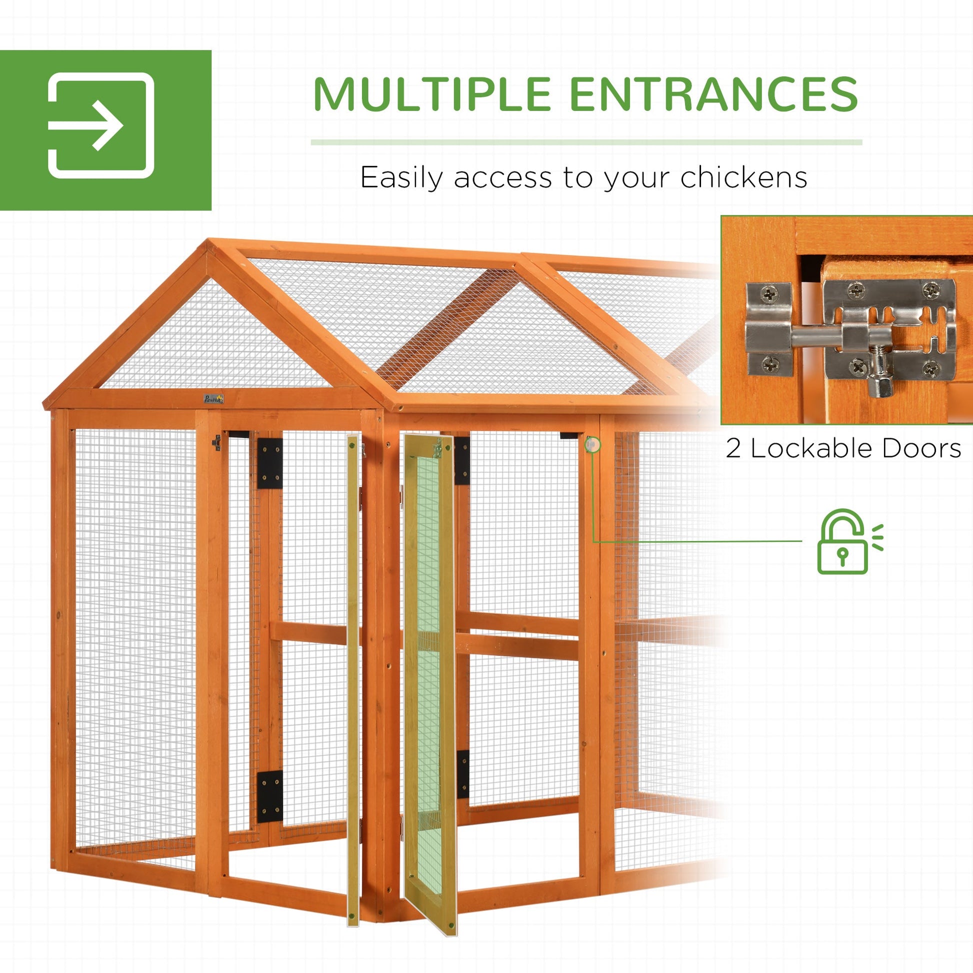KFX-1631549 Wooden Chicken Coop with Perches - 4.6' x 2.8' Outdoor Run for 1-3 Chickens, Orange