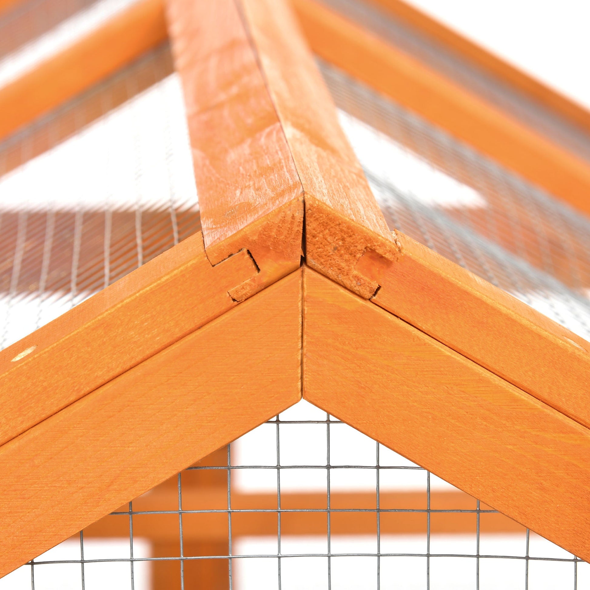 KFX-1631549 Wooden Chicken Coop with Perches - 4.6' x 2.8' Outdoor Run for 1-3 Chickens, Orange