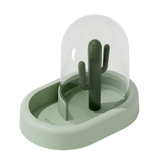 KFX-1631677 Automatic Cactus-Shaped Pet Feeder with 190ml Capacity in Warm Yellow and Mint Green