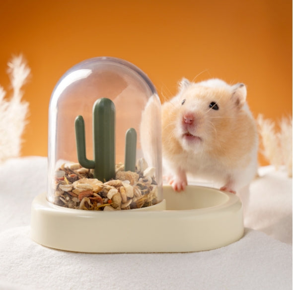 KFX-1631677 Automatic Cactus-Shaped Pet Feeder with 190ml Capacity in Warm Yellow and Mint Green