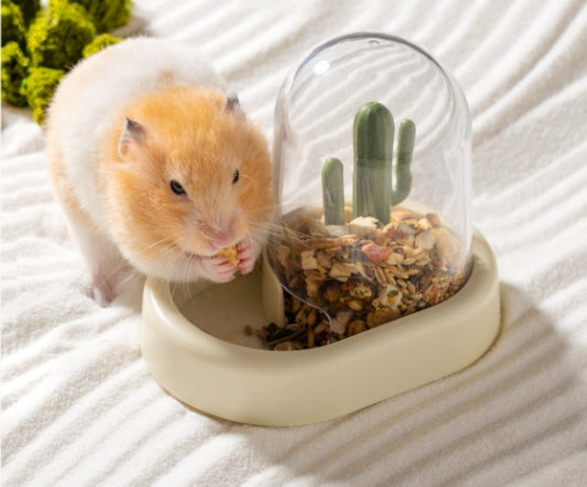 KFX-1631677 Automatic Cactus-Shaped Pet Feeder with 190ml Capacity in Warm Yellow and Mint Green