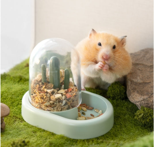 KFX-1631677 Automatic Cactus-Shaped Pet Feeder with 190ml Capacity in Warm Yellow and Mint Green