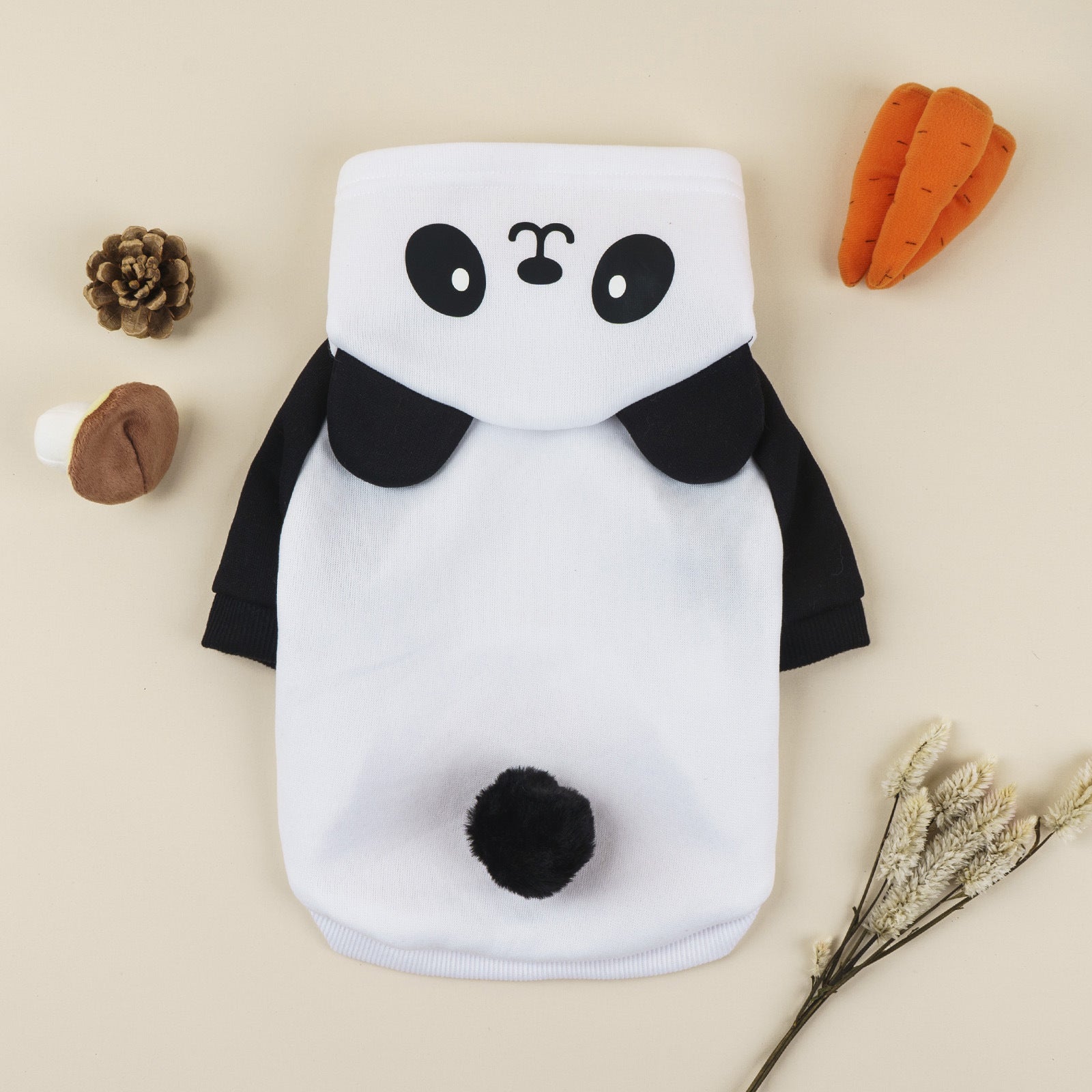 KFX-1632957 Adorable Panda-Shaped Sweater for Pets in Black and White, Comfortable Polyester Fabric, Various Sizes Available