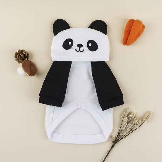 KFX-1632957 Adorable Panda-Shaped Sweater for Pets in Black and White, Comfortable Polyester Fabric, Various Sizes Available