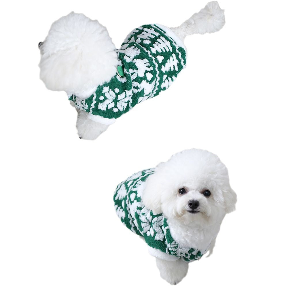 KFX-1633469 Plush Hoodie for Small Dogs and Cats with Traction Rope Buckle for Winter and Holiday Seasons