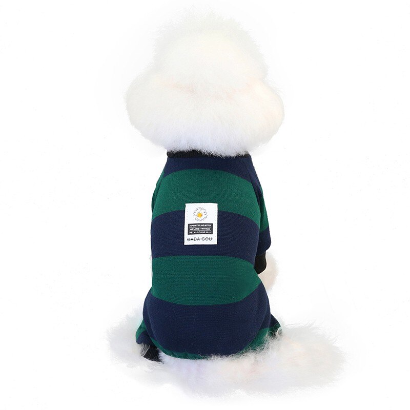 KFX-1634237 Soft Cotton Stripe Dog Clothes in Blue, Red, Green - Cozy Velvet Homewear for All Breeds