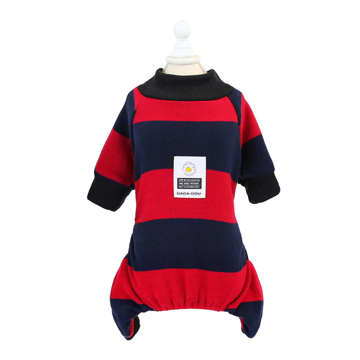 KFX-1634237 Soft Cotton Stripe Dog Clothes in Blue, Red, Green - Cozy Velvet Homewear for All Breeds