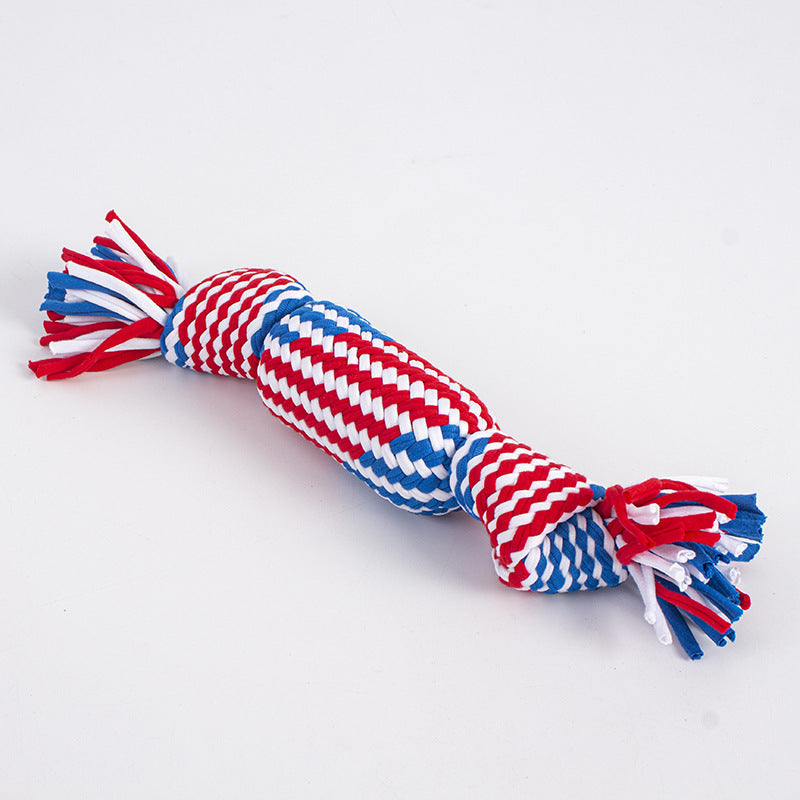 KFX-1634493 Durable Cotton Thread Pet Toy - Bite-Resistant Double Knot Design in Various Colors and Sizes
