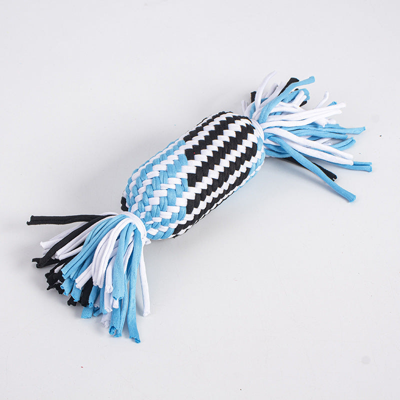 KFX-1634493 Durable Cotton Thread Pet Toy - Bite-Resistant Double Knot Design in Various Colors and Sizes