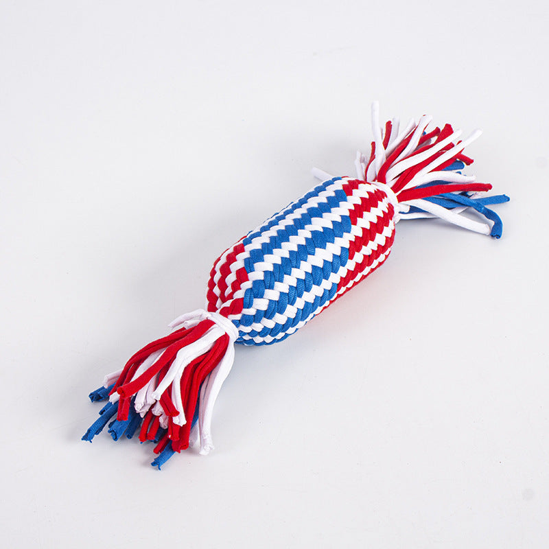 KFX-1634493 Durable Cotton Thread Pet Toy - Bite-Resistant Double Knot Design in Various Colors and Sizes