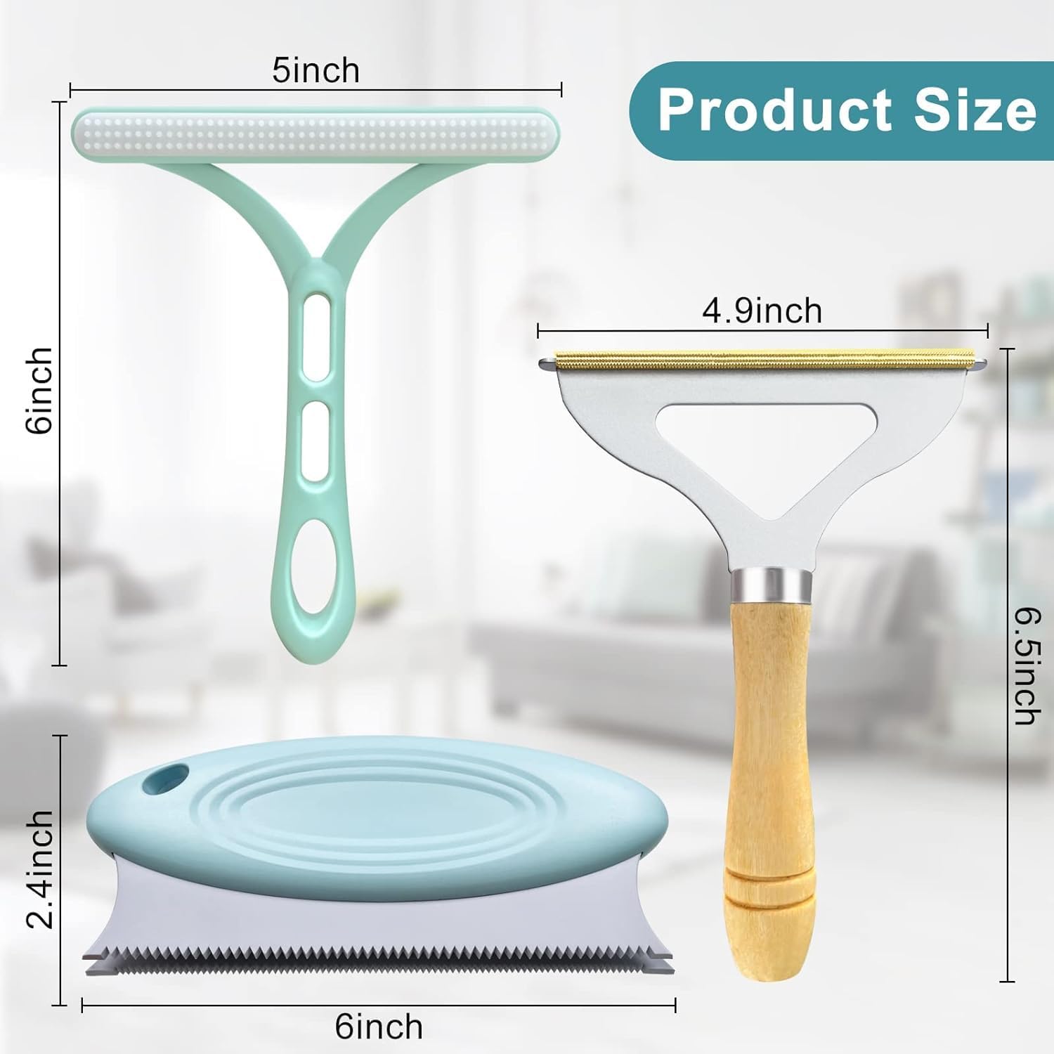 KFX-1635133 Triple Pet Hair Remover Set - Reusable Lint Brush and Carpet Scraper for Easy Cleaning of Furniture, Clothes, and Car Interiors