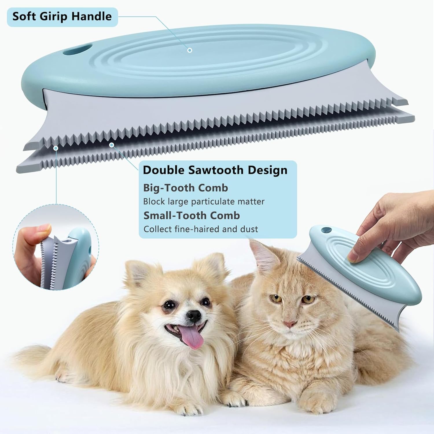 KFX-1635133 Triple Pet Hair Remover Set - Reusable Lint Brush and Carpet Scraper for Easy Cleaning of Furniture, Clothes, and Car Interiors