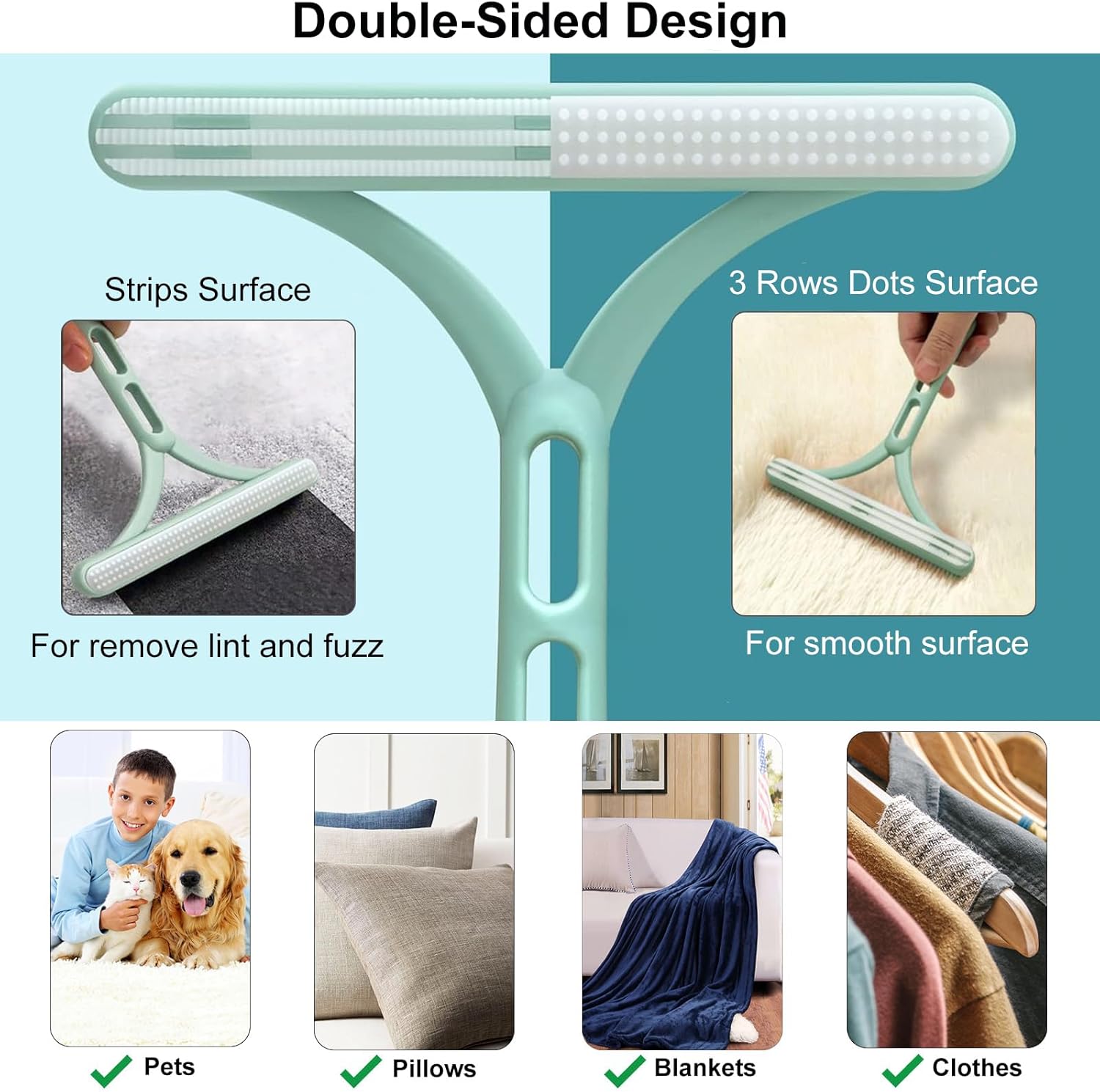 KFX-1635133 Triple Pet Hair Remover Set - Reusable Lint Brush and Carpet Scraper for Easy Cleaning of Furniture, Clothes, and Car Interiors