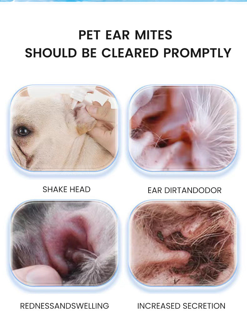 KFX-1635517 Pet Ear Drops for Cleaning and Mite Removal - 60ml Ear Wash