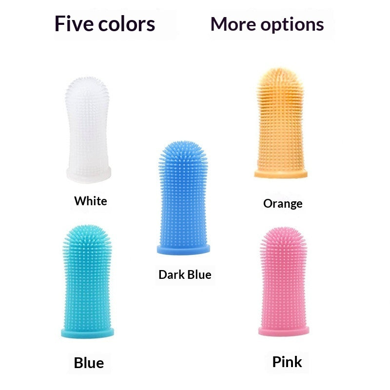 KFX-1636285 Silicone 360-Degree Finger Toothbrush for Deep Oral Cleaning of Dogs and Cats