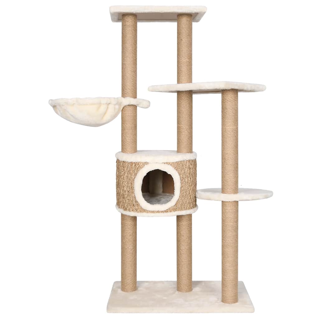 KFX-1636925 Multi-Level Cat Scratching Post with Seagrass and Plush Perches, 126 cm Height