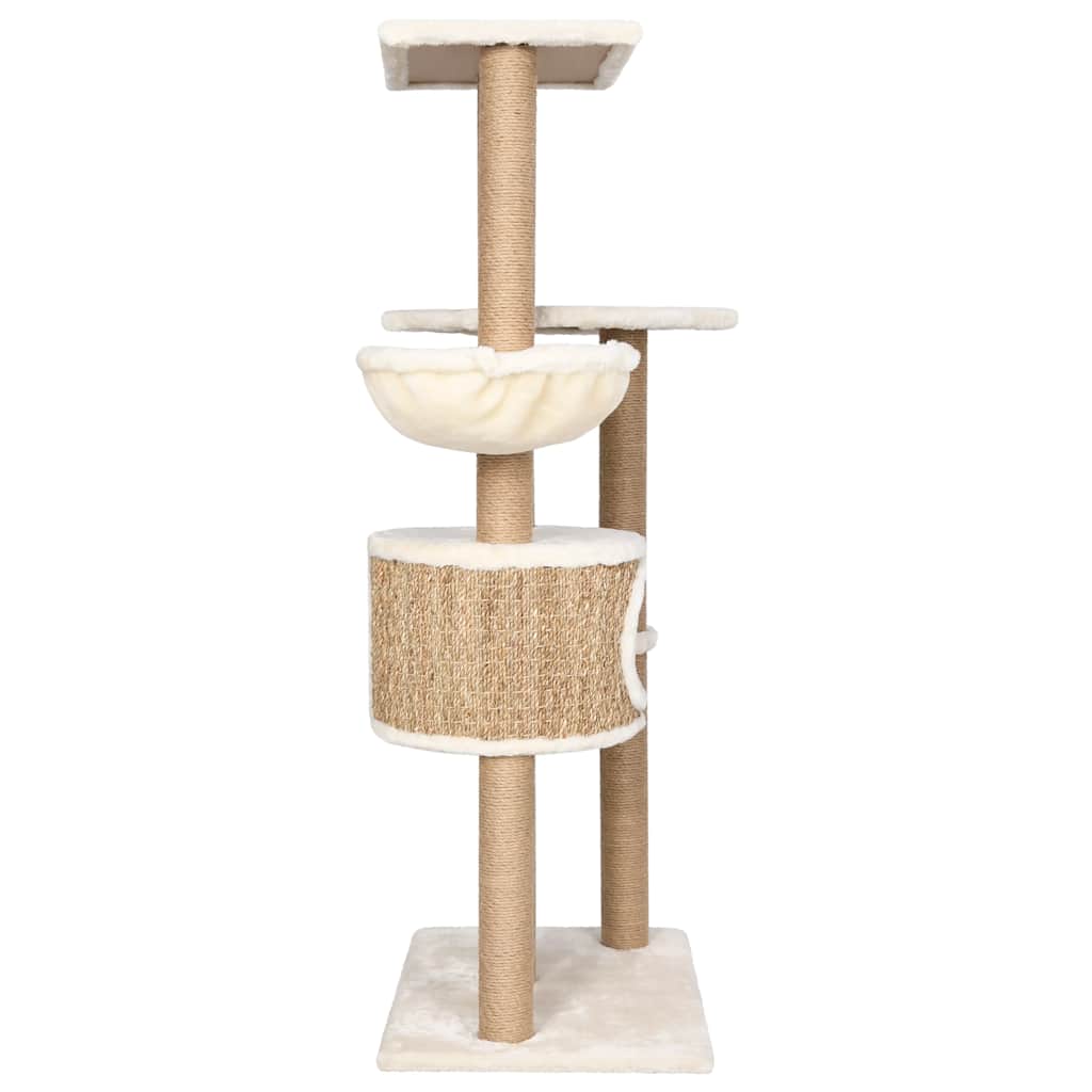 KFX-1636925 Multi-Level Cat Scratching Post with Seagrass and Plush Perches, 126 cm Height