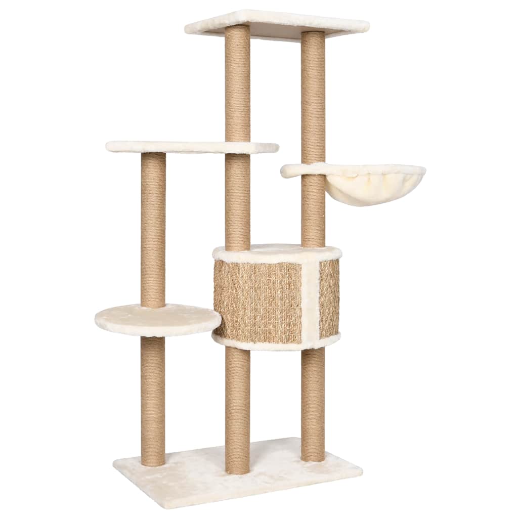 KFX-1636925 Multi-Level Cat Scratching Post with Seagrass and Plush Perches, 126 cm Height