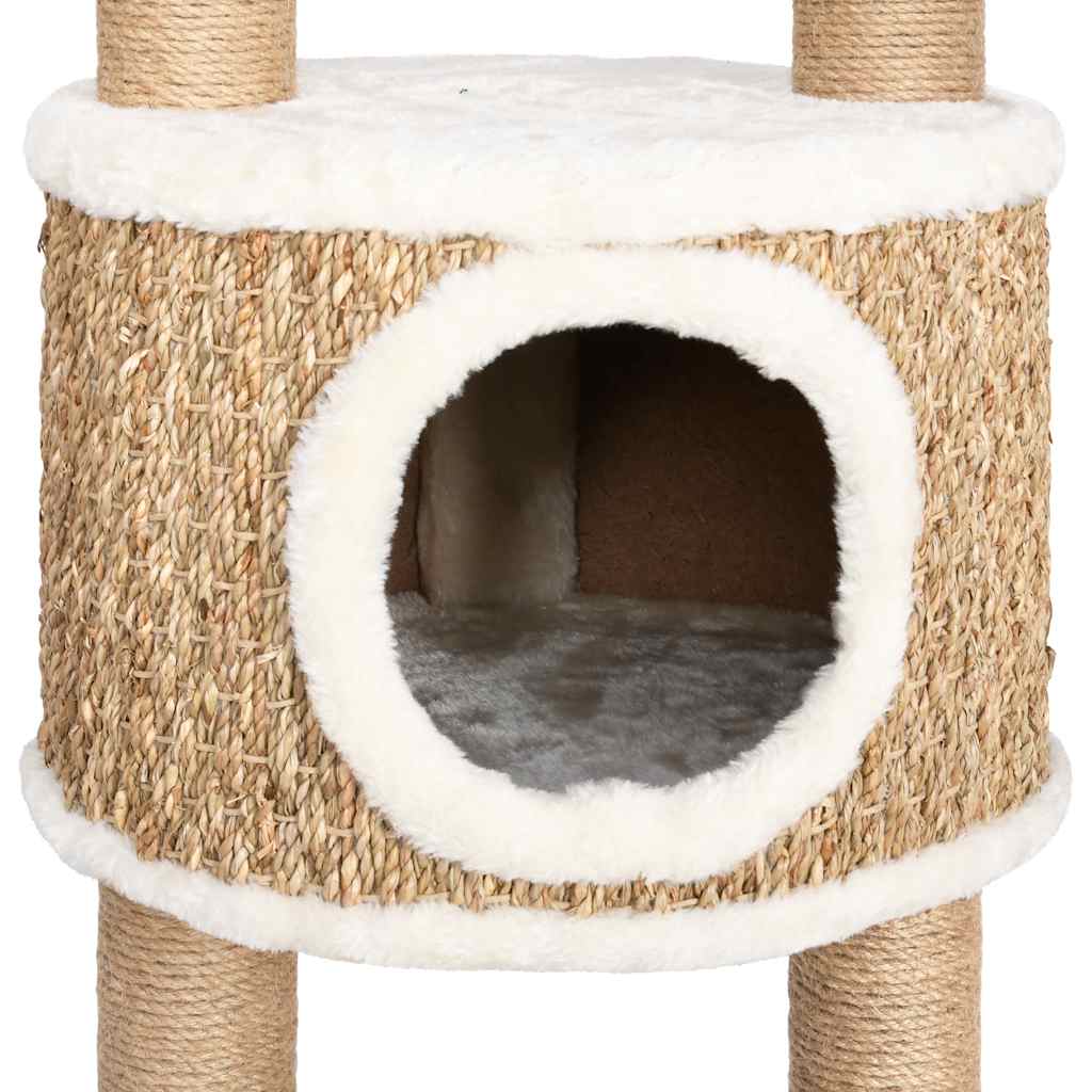 KFX-1636925 Multi-Level Cat Scratching Post with Seagrass and Plush Perches, 126 cm Height