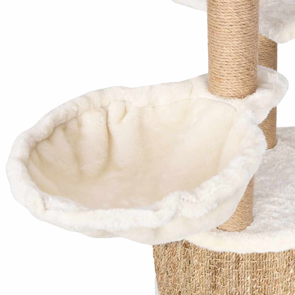 KFX-1636925 Multi-Level Cat Scratching Post with Seagrass and Plush Perches, 126 cm Height