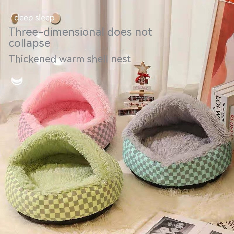 KFX-1637693 Cozy Plush Pet Warm Diamond Quilt Nest - Available in Gray, Green, Pink, 40cm, 50cm, 60cm