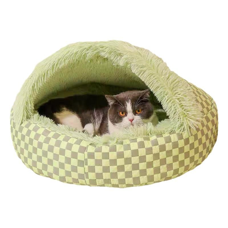 KFX-1637693 Cozy Plush Pet Warm Diamond Quilt Nest - Available in Gray, Green, Pink, 40cm, 50cm, 60cm