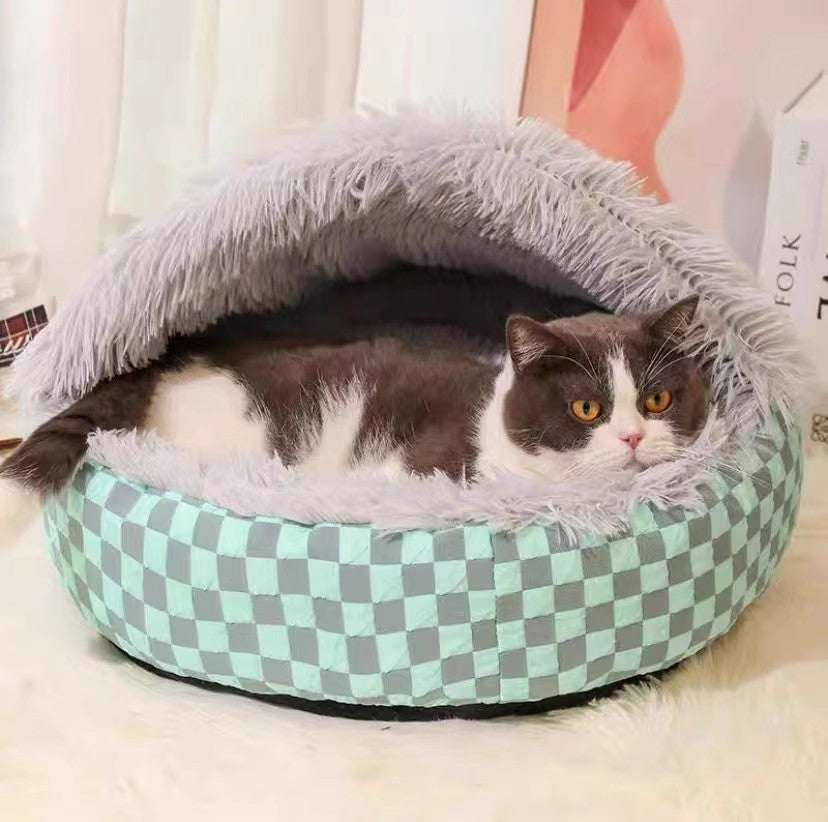KFX-1637693 Cozy Plush Pet Warm Diamond Quilt Nest - Available in Gray, Green, Pink, 40cm, 50cm, 60cm