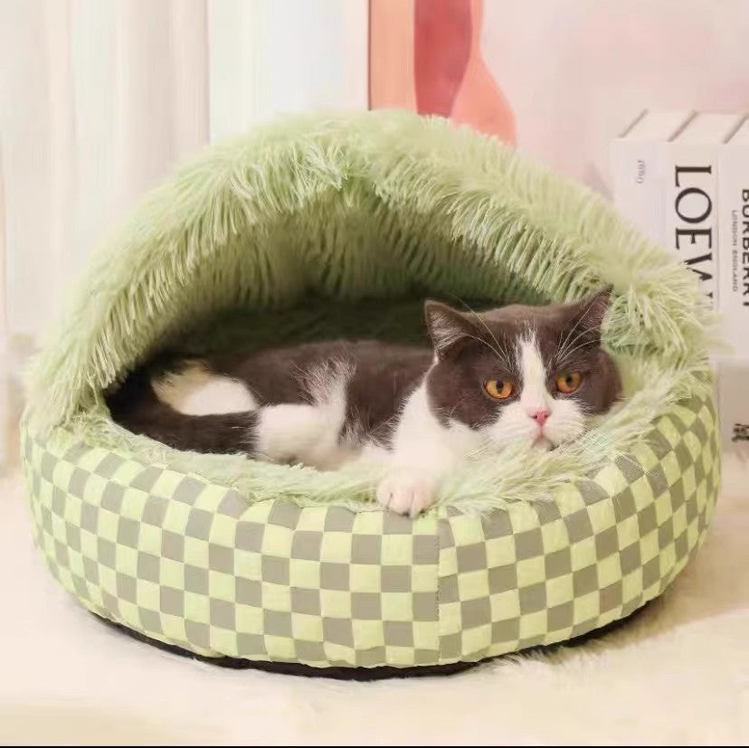 KFX-1637693 Cozy Plush Pet Warm Diamond Quilt Nest - Available in Gray, Green, Pink, 40cm, 50cm, 60cm