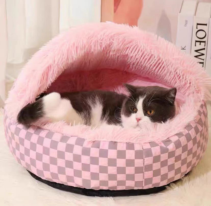 KFX-1637693 Cozy Plush Pet Warm Diamond Quilt Nest - Available in Gray, Green, Pink, 40cm, 50cm, 60cm