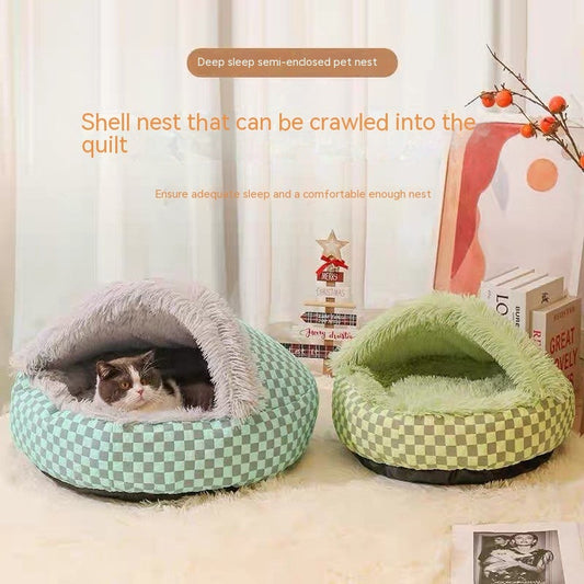 KFX-1637693 Cozy Plush Pet Warm Diamond Quilt Nest - Available in Gray, Green, Pink, 40cm, 50cm, 60cm