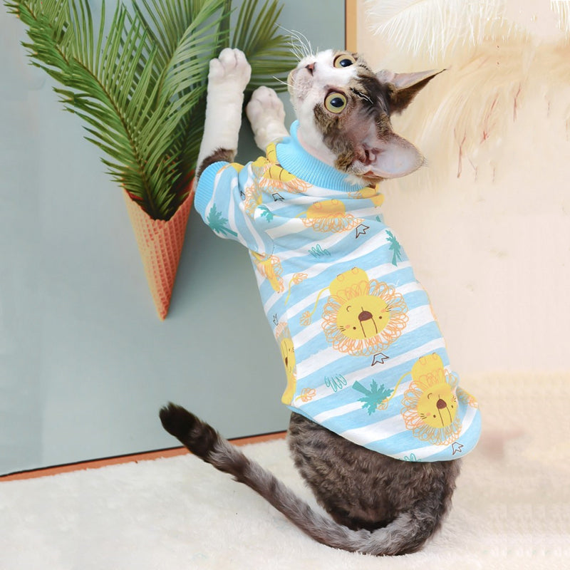 KFX-1637821 Cotton Bottoming Clothing for Hairless Cats - Air Conditioning Apparel in Lion, Pink Bear, and Tibetan Bear Designs