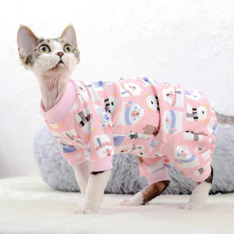 KFX-1637821 Cotton Bottoming Clothing for Hairless Cats - Air Conditioning Apparel in Lion, Pink Bear, and Tibetan Bear Designs
