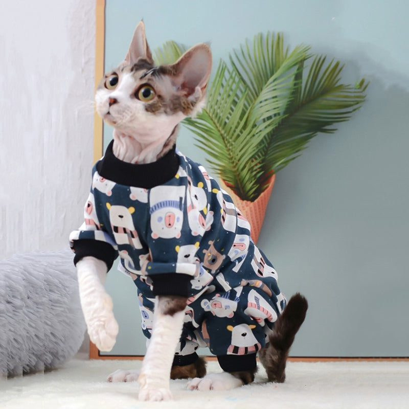KFX-1637821 Cotton Bottoming Clothing for Hairless Cats - Air Conditioning Apparel in Lion, Pink Bear, and Tibetan Bear Designs
