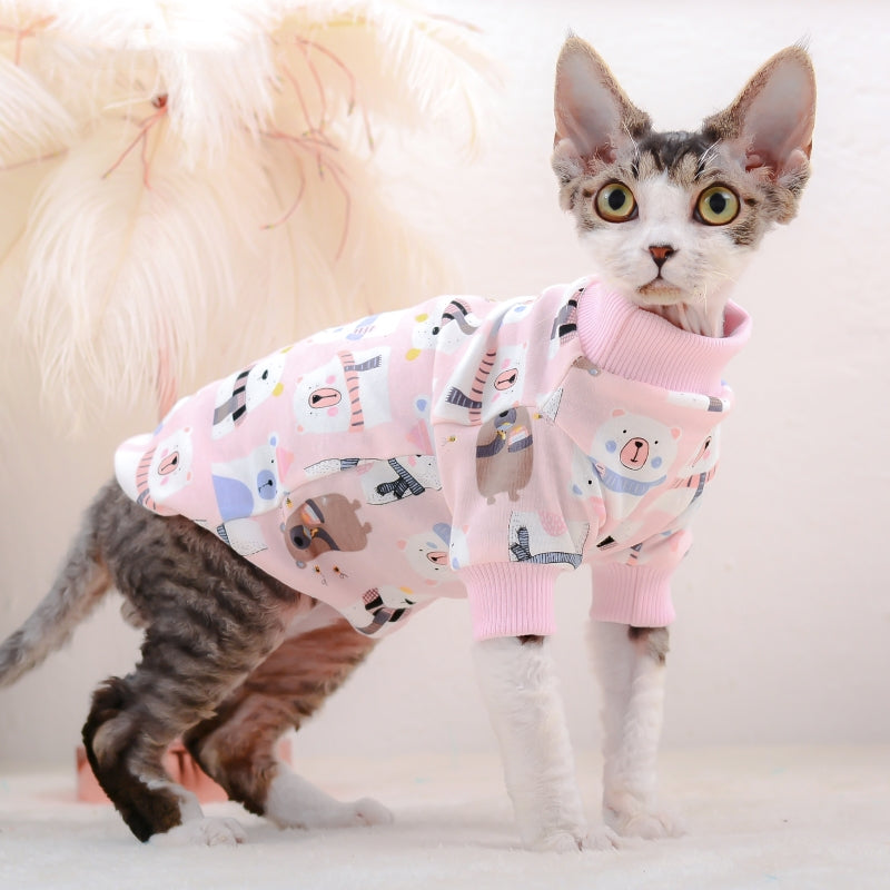 KFX-1637821 Cotton Bottoming Clothing for Hairless Cats - Air Conditioning Apparel in Lion, Pink Bear, and Tibetan Bear Designs
