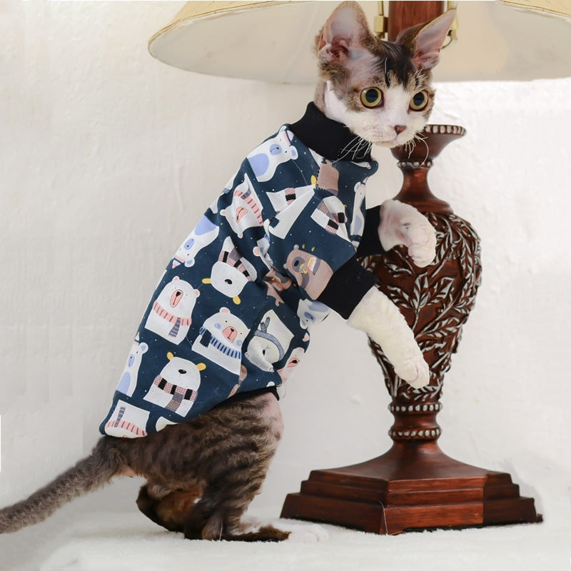 KFX-1637821 Cotton Bottoming Clothing for Hairless Cats - Air Conditioning Apparel in Lion, Pink Bear, and Tibetan Bear Designs