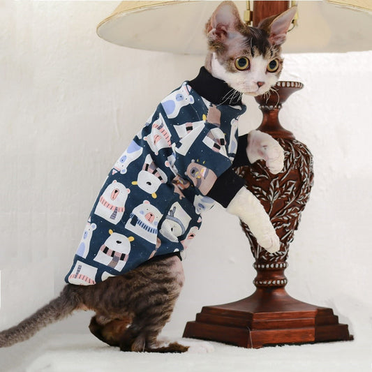 KFX-1637821 Cotton Bottoming Clothing for Hairless Cats - Air Conditioning Apparel in Lion, Pink Bear, and Tibetan Bear Designs