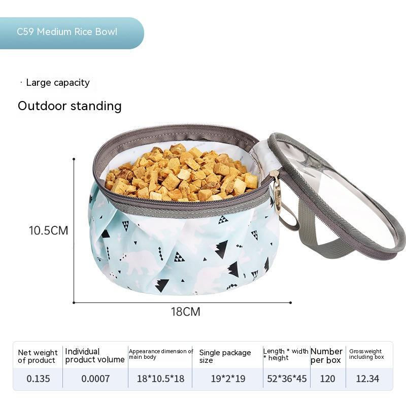 KFX-1639613 Portable Dog Pet Bowl with Waterproof Design and Elastic Storage Belt