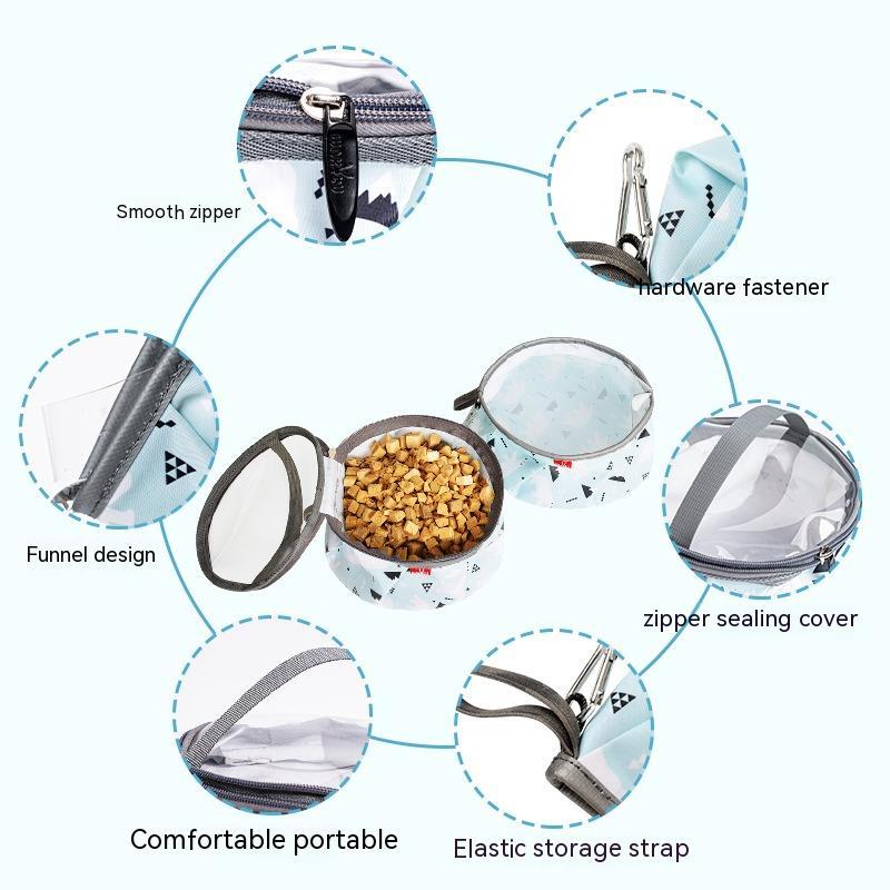 KFX-1639613 Portable Dog Pet Bowl with Waterproof Design and Elastic Storage Belt