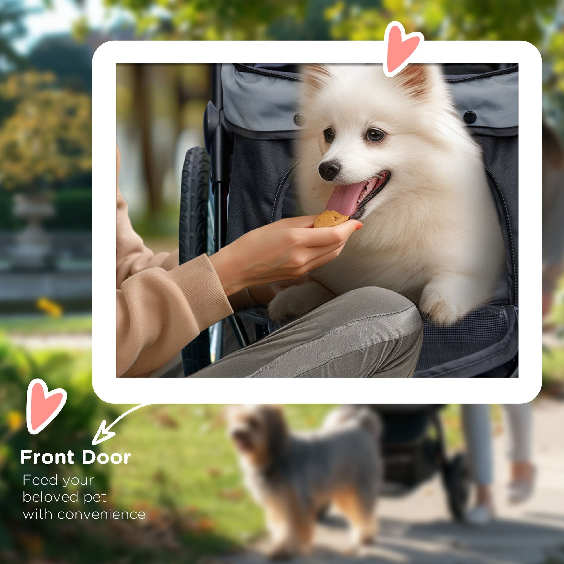 KFX-1644861 Gray 3-Wheel Pet Stroller for Small to Medium Dogs with Adjustable Canopy and Storage Basket