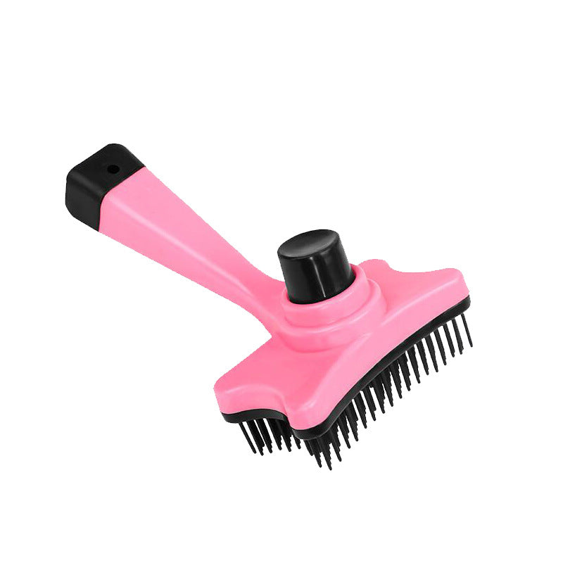 KFX-1644989 Automatic Pet Hair Removal Comb - Plastic Tool for Efficient Grooming and De-Shedding, 12.5 cm Height, 8 cm Width, 2 cm Needle Length, 9 cm Handle Length
